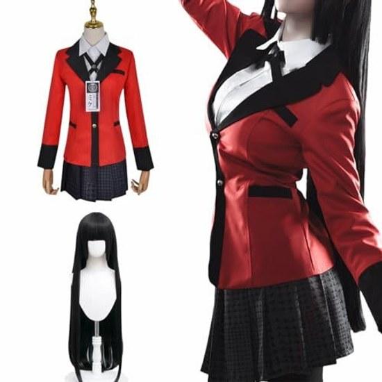 ZOMOZO Jabami Yumeko Cosplay Wig Halloween Costume Adult Uniform 7-Piece Set Outfit
