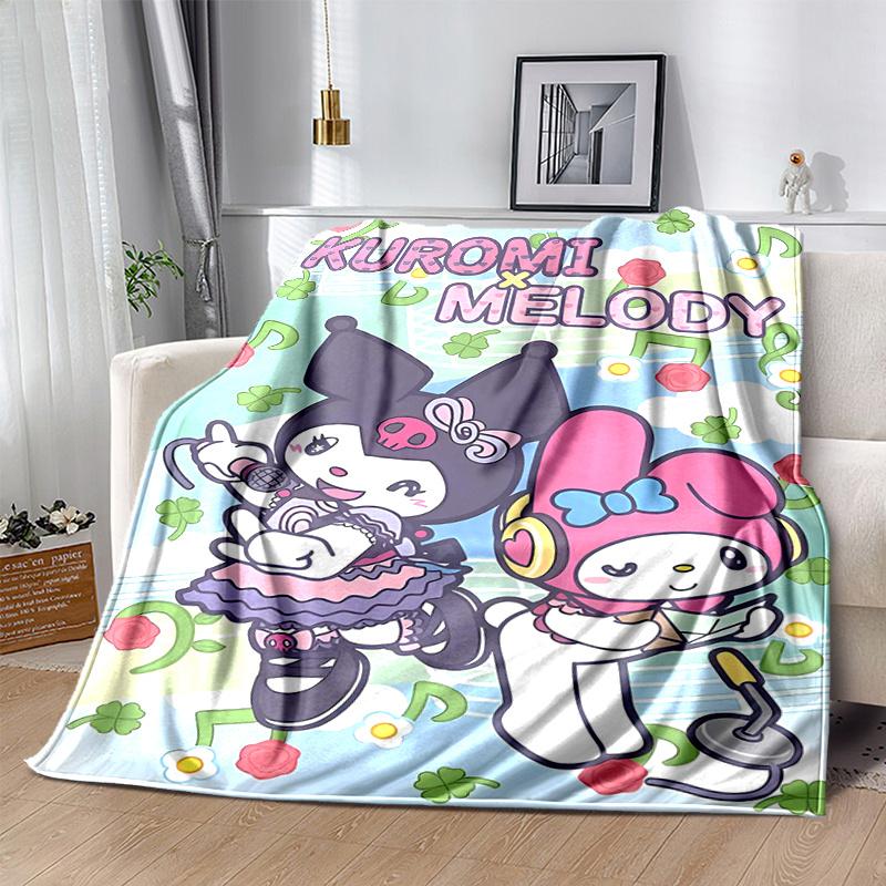1pc Kuromi & Melody Blanket, Soft and Cozy Home Decor Gift for All Seasons, Perfect for Any Room Decoration, Ideal Present for Family and Friend.H045