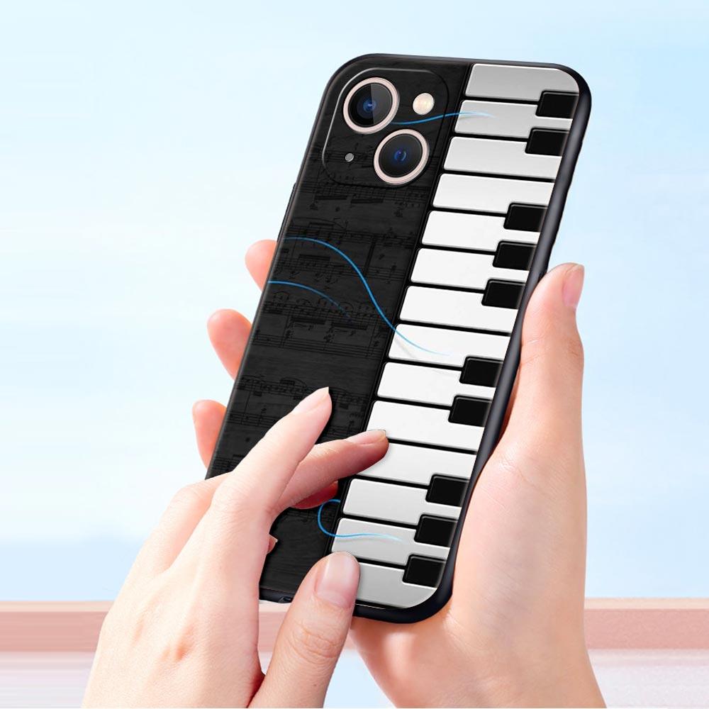 Music Instrument Guitar Piano Luxury Phone Case For iPhone 11 14 15 Pro MAX 12 13 Mini 7 8 Plus X XR XS SE Silicone Cover Funda