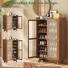5/7 Tiers Wooden Shoe Cabinet & Doors Shoe Storage Cabinet Rack Wooden Shoe Storage Shelves for Entryway Hallway Closet