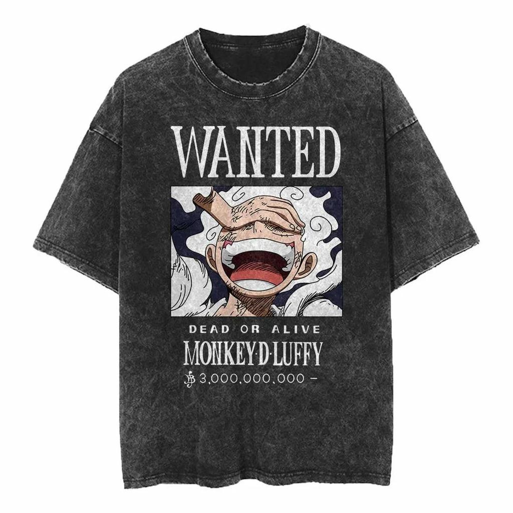 One Piece 2026 Neues Heißes Monkey D. Luffy Steckbrief Grafik T-Shirt Sommer Herren Damen Lässig Locker Baumwolle