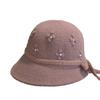 New Winter High-end Handmade Woolen Hat with Rhinestone Decoration, Japanese-style Warm Fisherman Hat, Elegant Women's Bucket Hat, Trendy