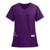 Women's Fashion Solid Short Sleeve V Neck Pattern Tops Pocket Working T-shirts