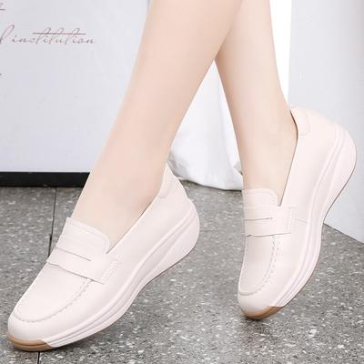 Damen Frühling und Herbst Dicke Sohle Schwamm Kuchen Sohle Englisch Stil Kleine Leder Schuhe
