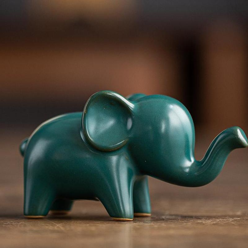 Elephant Ceramics Crafts Figurines, Modern Art Ornaments, Animal Feng Shui, Home Interior, Office Decor Accessories