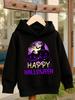 Girls' Halloween Fall/Winter Hooded Sweatshirt - Long-sleeved Casual Pullover, Multiple Colors Available, Regular Fit -