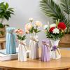 Woven Faux Rattan Vase for Flowers Plastic Weaving Texture Flower Vase Small Decorative Vase for Living Room Farmhouse Entryway Home Decor