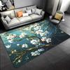 Decorative Floral Area Rug for Living Room Spring Decor Chic White Cherry Blossom Pattern Indoor Hallway Mat Elegant Boho Style