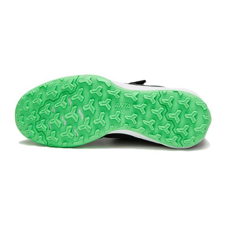 Anta Shock Absorbing Wear Resistant Low Top Soccer Shoes Kids Sneaker Black Green A312322288-1