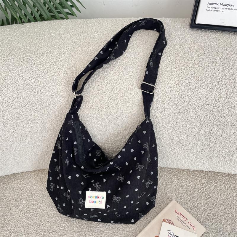 

INS Style Bow Decoration Canvas Crossbody Bag Spring Casual Shoulder Bag Portable Fashion Handbag for Women Daily Use чорний