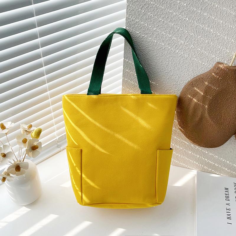 Handbag Bucket Canvas Bag New Fashion Bento Small Square Bag Blank Solid Color Cloth Bag