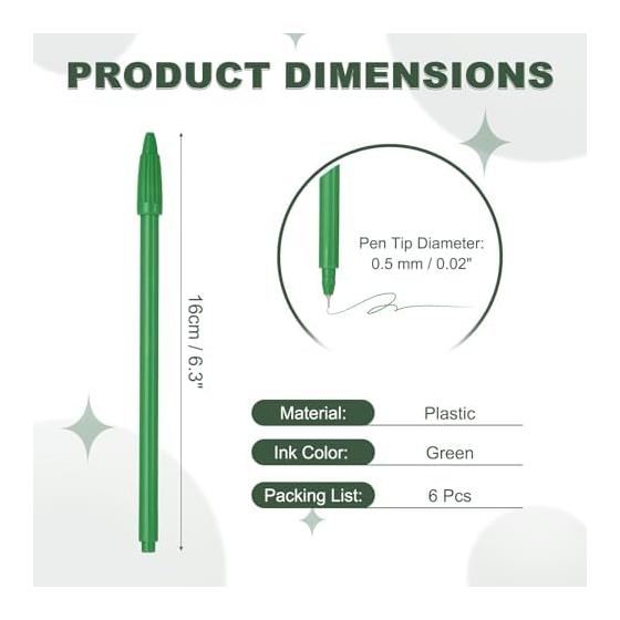 PATIKIL 6 Pcs Green Gel Pens, 0.5mm Fine Point Gel Ink Pens, Smooth Writing Gel Pens for Journaling, Notes, Office Stationery, Drawing, Teachers,