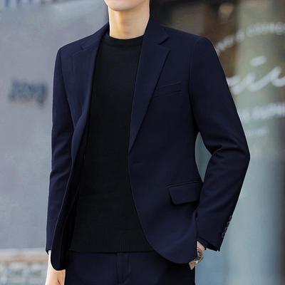 Solid Color Groom Wedding Dress Party Men's Business Casual Suit Korean Style Trendy Slim Fit 2 Piece Set Plus Size