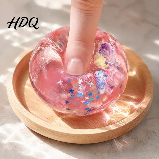Stress Relieving Gadget Ocean Theme Relief Ball Soft Shapeable Ball Sensory Toy Pinchable Balls No Rebound Transparent Squeeze Toy for Anxiety