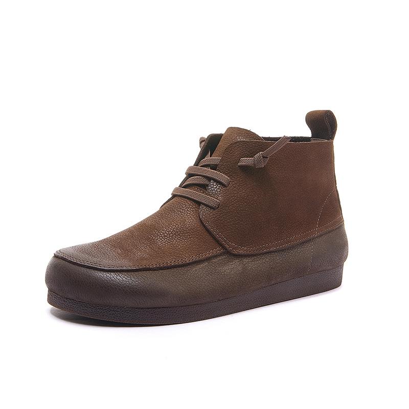 

Новый стиль обуви — это ретро цельнокроеные, на мягкой подошве и с мягким верхом ботинки ручной работы, с эластичными вставками. 35 серый/кофейный