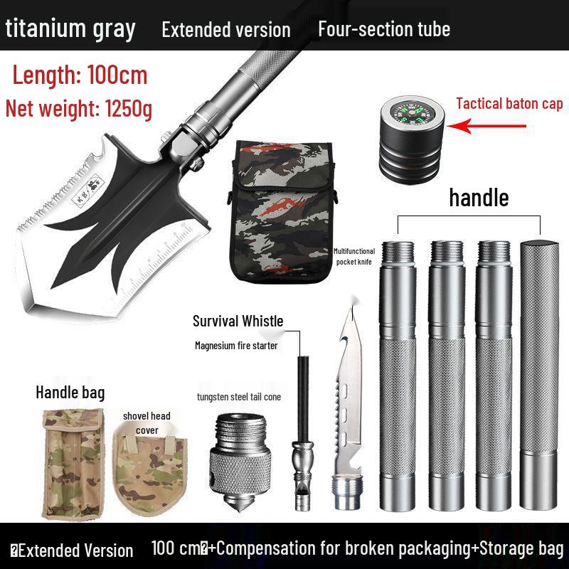 Lang Shen Multifunctional German Steel Entrenching Tool: Outdoor Self-Defense, Folding Shovel for Fishing and Military Use