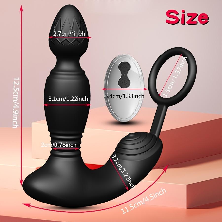 Remote Control Thrusting Anal Vibrator with Thick Penis Ring Prostate Massager 10 Mode 3 Motors Anal Plug Sex Toys