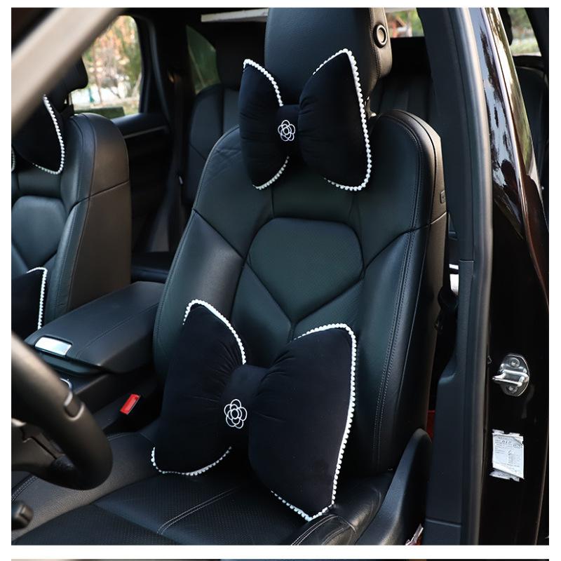 Auto Kopfstütze Lendenkissen Polster Plüsch Schleifenform Auto Sitzlehne Kopfstütze Kissen
