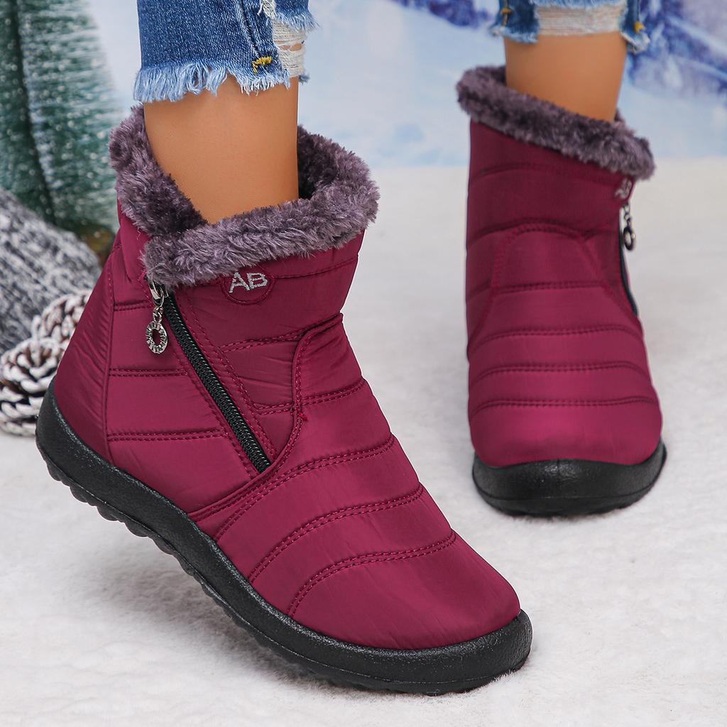 Fashion Casual Side Zip Furry Snow Boots Women 2025 Winter Comfort Round Toe Medium Heel Booties Warm Short Plush Waterproof Ankle Boots