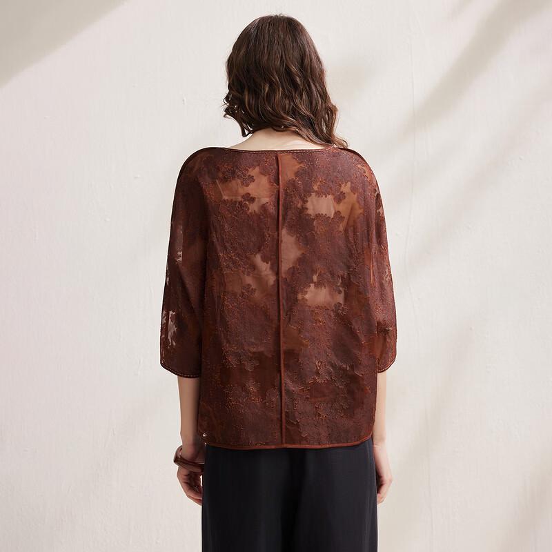 Zhaojun Women's Elegant Jacquard Silk Gauze Blouse
