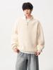 Men's Loose Knit Half-Zip Sweater - Solid Color, Stand-Up Collar, Cozy Autumn/Winter Pullover