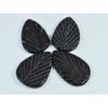 93Cts. Black Onyx Leaf Carving Pear Cabochon Loose Gemstone 04 Pcs Lot C-1859