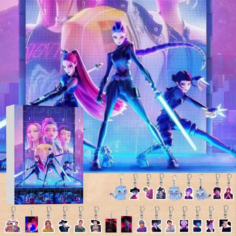 Kpop Vânătorii de Demoni Calendar de Advent Cutie Oarbă Calendar Numărătoare Inversă Cu 24 Jucării Brelocuri Cadouri Pungă Pandantiv Joc Amuzant Obiecte de Colecție