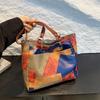 2025 New Large-capacity Soft-surface Splicing Contrasting Color Tote Bag Women's Summer Commuter Shopping Bag Underarm Shoulder Bag