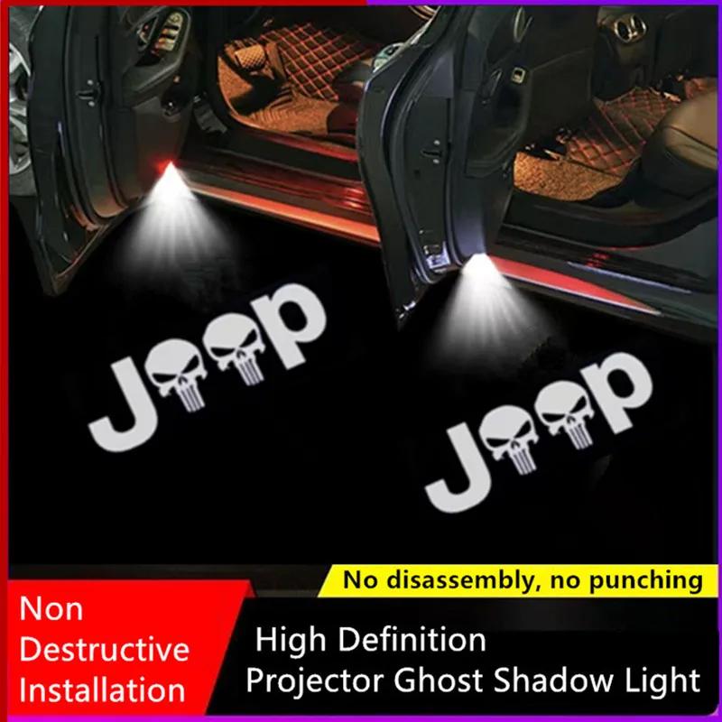 RKM3 2pcs For Jeep Grand Cherokee WJ WK WL 2006 2007 2008 2009 2010 2011 2012 - 2024 Car Logo LED Door Welcome Lights Laser Projector
