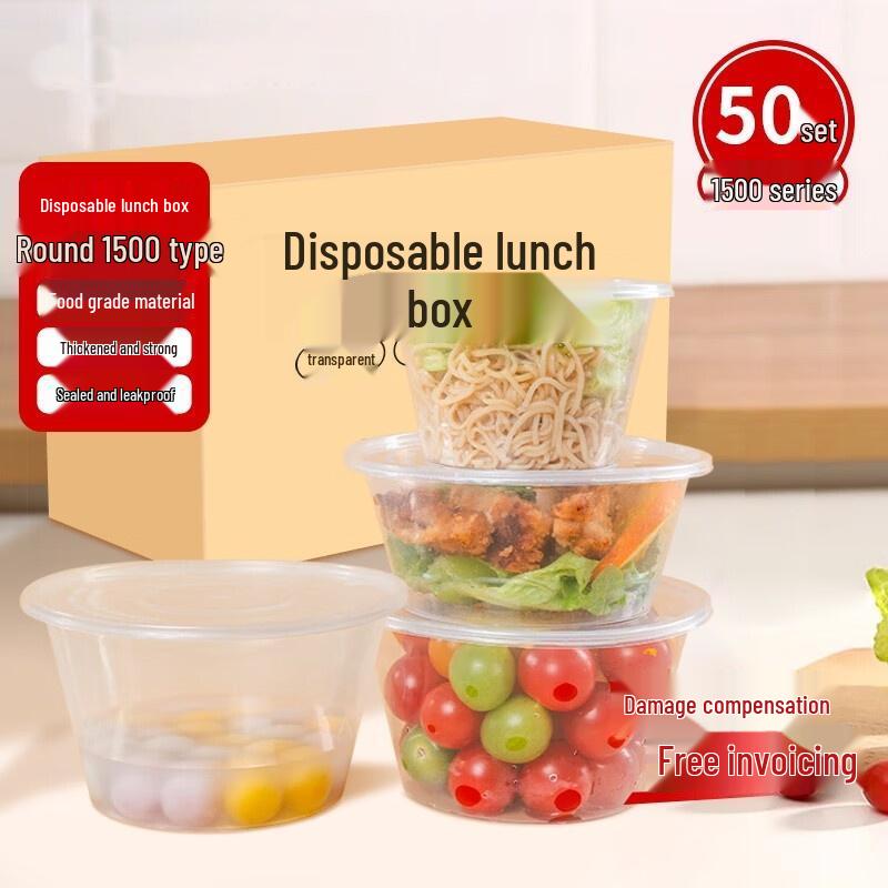 HANDUNYOU Round Disposable Plastic Food Containers with Lids