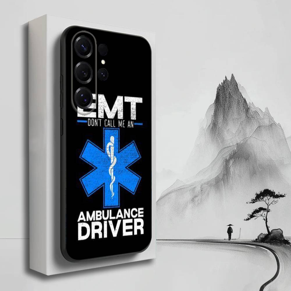 

Ambulance EMS EMT Phone Case For Samsung S25,S24,S23,S22,S21,S20,S10,Ultra,Plus,Lite,FE,Soft Silicone Black Cover Samsung S24
