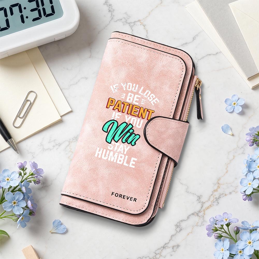 Inspirational Quote Leather Wallet for Daily Use Portable Stylish Long Purse Card Holder