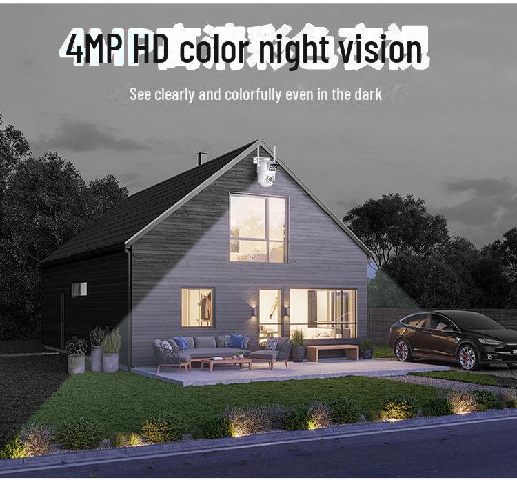 4MP HD Outdoor WiFi Dual-Lens Surveillance Camera with AI Tracking & Warning Light Alarm