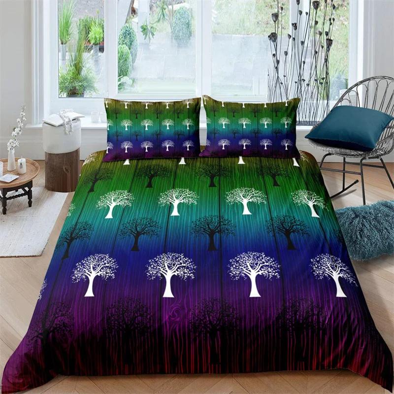 Comforter Tree Branches Botanical Leaves Print Bedding Set Polyester Nature Tree Comforter Queen Full For Kids Adults
