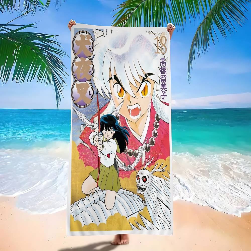 Anime I-Inuyasha Vintage Microfiber Printed Beach Towel Mountain Climbing Yoga Beach Swimming Running Absorbent Soft Towel