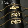 Atoztide Custom Name Necklace for Women Bottom Heart Stainless Steel Jewelry Nameplate Choker Chain Personalized Birthday Gift