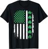 Shamrock American Flag Distressed St Patricks Day Graphic Tee Casual Unisexs TShirt