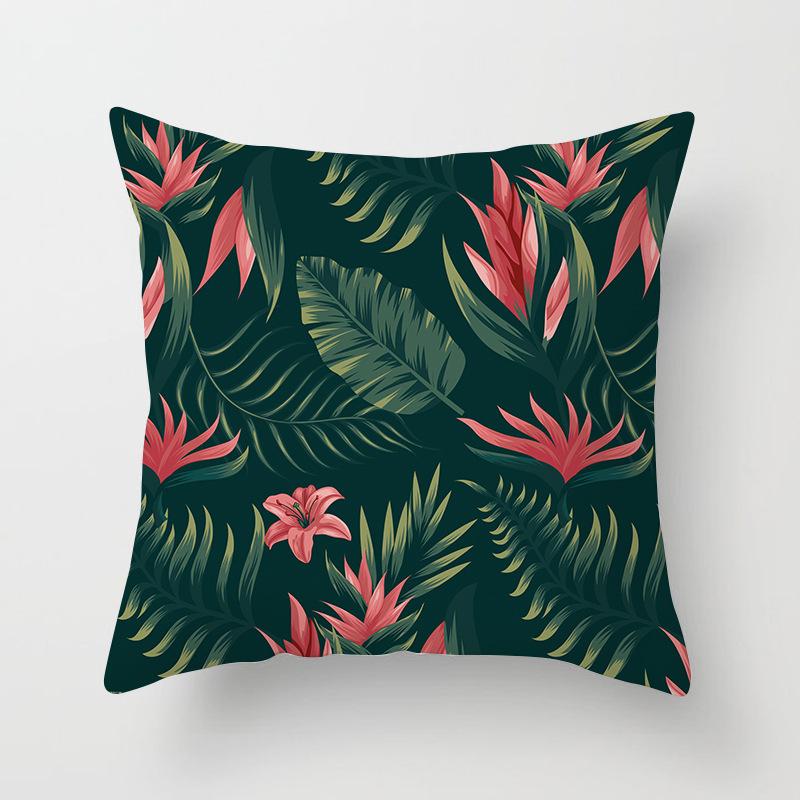 Summer Tropical Floral Cushion Cover Home Decor Office Sofa Pillowcase Green Plant Throw Pillowcase