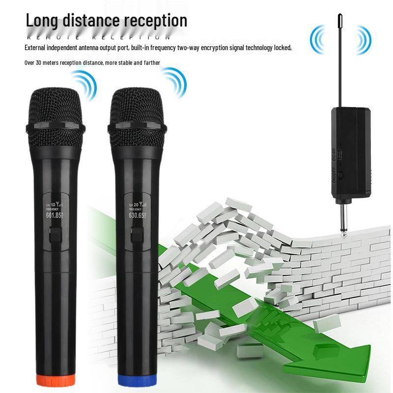 Wireless Microphone for KTV, Live Broadcast & Outdoor Performances - One-to-Two Dynamic System