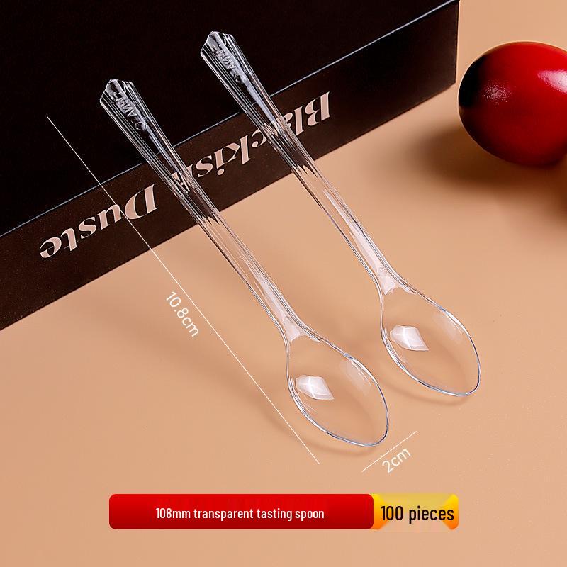 Прозрачный одноразовый пластиковый набор вилок и ложек для десерта и фруктов