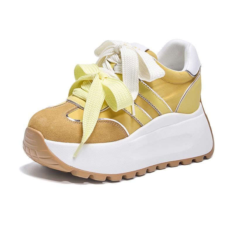 

Inner height increase Forrest Gump shoes women s lightweight 2025 spring and summer new retro color matching platform casual moral training shoes g 39 жёлтый