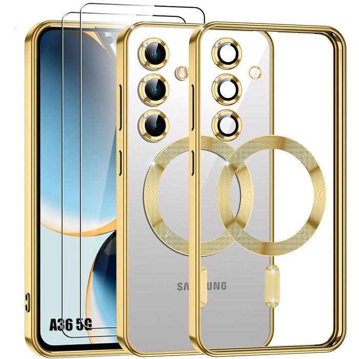 Protective Case - BOOLING - for Samsung Galaxy A36 5G - Gold - 2 Tempered Glass - Shockproof