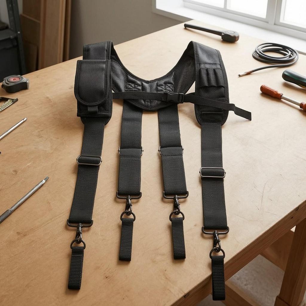 Tool with Side Pockets Padded X-Shaped Work Adjustable for Tradespeople,