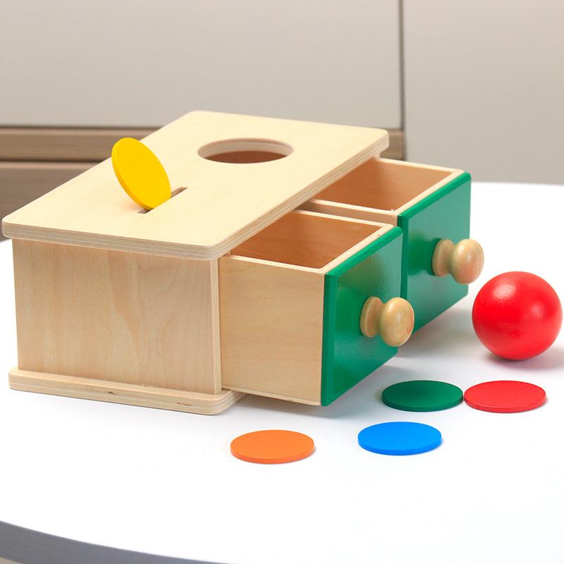 Wooden ball drawer goal box educational toys children's early education intellectual development coin box teaching aids