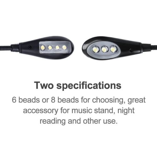 Clip-on Reading Light, Music Stand Light, Fixed, Flexible, High Brightness, Compact, for Reading, Music Stands, Musicians, and Students (8 Lights)