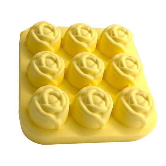 Rose Flower Silicone Ice Cube Tray 9-Cavity Square Mold for Chocolate Candy Flexible Non-Stick