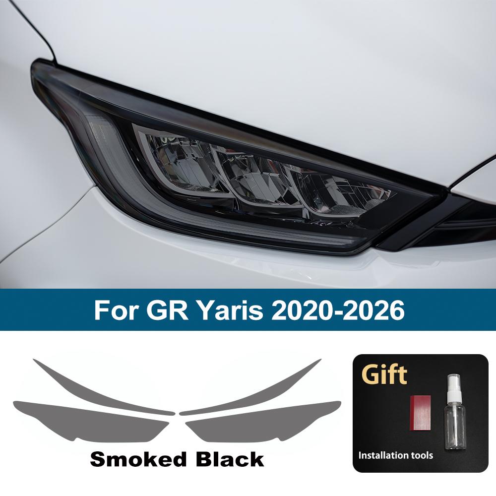 Anti-Scratch High-Gloss Car Headlight Protective Film Smoke Black Pre Cut For  GR Corolla Yaris Auto Vinyl Wrapping Film