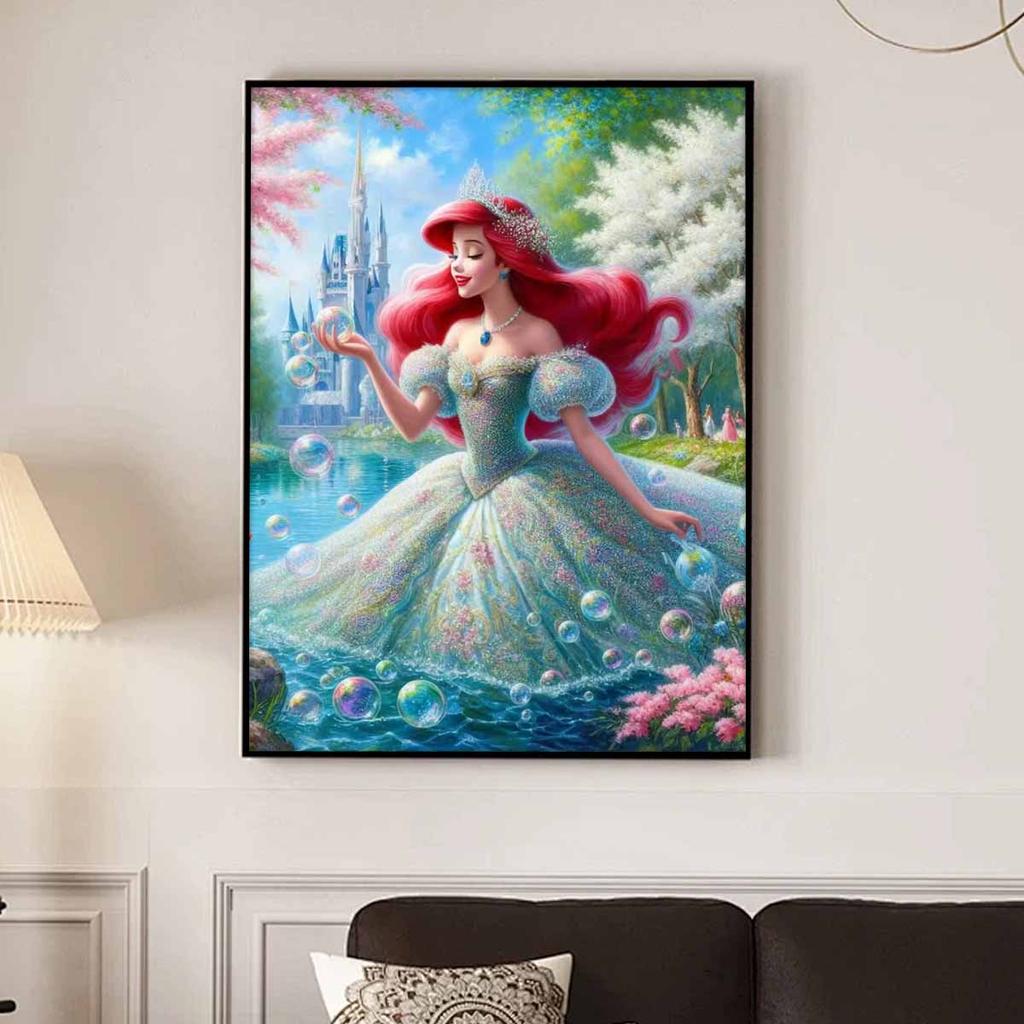 Full Round Diamond Painting Red-haired Princess Art Rhinestone Picture Mosaic DIY 5D Cross Stitch Embroidery Home Decoration