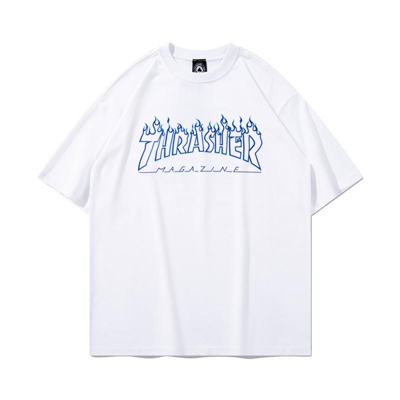 2027 Summer Thrasher Skateboard Magazine Letter Print T-Shirt Men Women Oversized Cotton Short Sleeve Casual Streetwear Tee Top