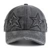 Neue Baseballkappe aus gewaschener Baumwolle mit fünfzackigem Stern-Design für Damen, modische Street-Dad-Mütze
